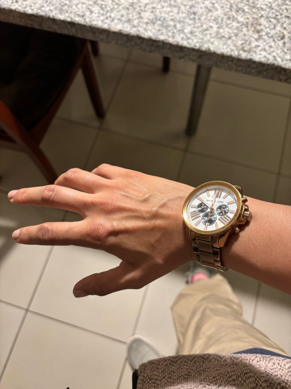Michael Kors Rose Gold and White Chronograph Bracelet Watch - Picture 7 of 7